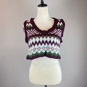 Free People Lovestruck Fair Isle Knitted Cropped Vest Women's Size Small